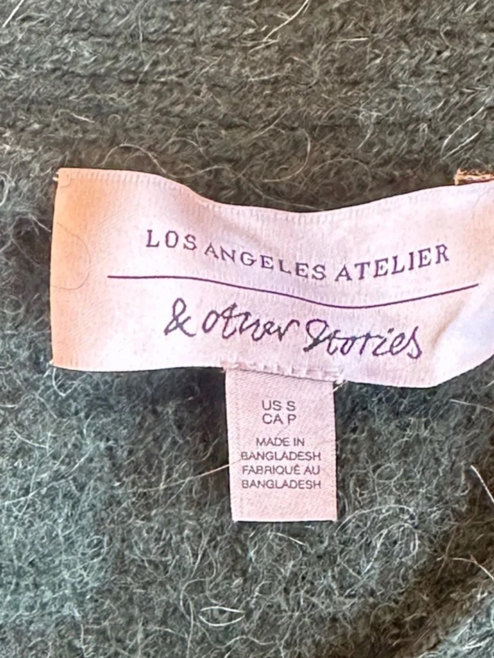 & Other Stories Forest Green Alpaca Blend Fuzzy V-Neck Cardigan - Picture 4 of 4
